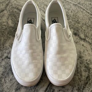 White checkered slip on Vans size 12